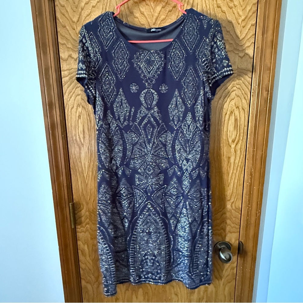 Jump Apparel Blue Dress with Silver Sparkle